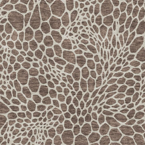 8' X 10' Brown And Beige Geometric Washable Area Rug With UV Protection