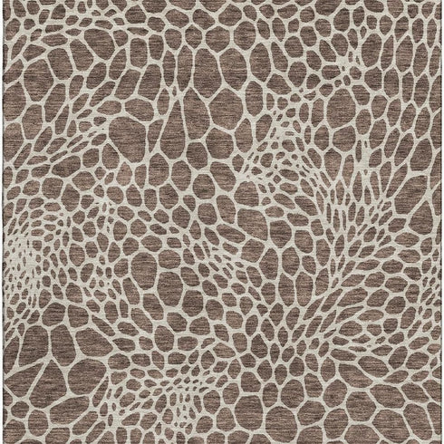 8' X 10' Brown And Beige Geometric Washable Area Rug With UV Protection