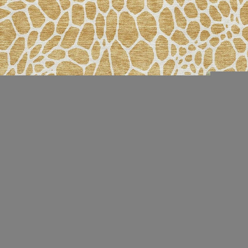 8' X 10' Gold And Ivory Geometric Washable Area Rug With UV Protection