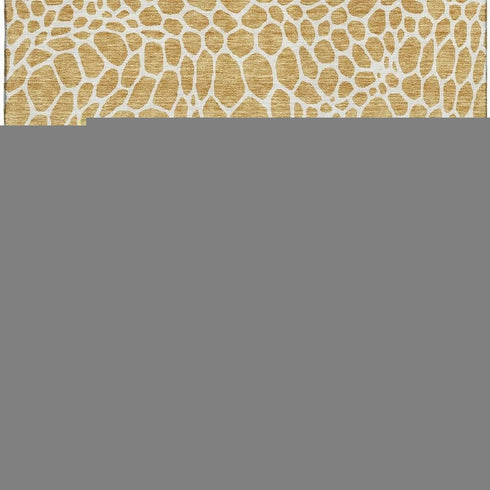 8' X 10' Gold And Ivory Geometric Washable Area Rug With UV Protection