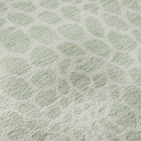 5' X 8' Mint Green And Ivory Geometric Washable Area Rug With UV Protection