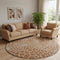 8' Rust And Ivory Geometric Washable Round Rug With UV Protection