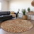 8' Rust And Ivory Geometric Washable Round Rug With UV Protection