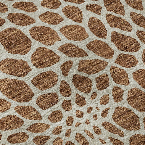 8' Rust And Ivory Geometric Washable Round Rug With UV Protection