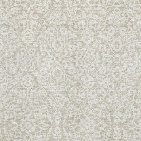 8' X 10' Beige And Ivory Damask Washable Area Rug With UV Protection