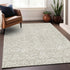 9' X 12' Beige And Ivory Damask Washable Area Rug With UV Protection