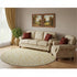 8' Gold And Ivory Damask Washable Round Rug With UV Protection