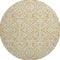 8' Gold And Ivory Damask Washable Round Rug With UV Protection