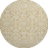 8' Gold And Ivory Damask Washable Round Rug With UV Protection