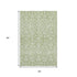 5' X 8' Green And Ivory Damask Washable Area Rug With UV Protection