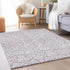 8' X 10' Lavender And Ivory Damask Washable Area Rug With UV Protection