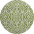 8' Olive Green And Ivory Damask Washable Round Rug With UV Protection