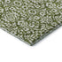8' Olive Green And Ivory Damask Washable Round Rug With UV Protection