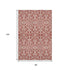 8' X 10' Red And Ivory Damask Washable Area Rug With UV Protection