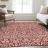 8' X 10' Red And Ivory Damask Washable Area Rug With UV Protection
