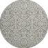 8' Taupe And Ivory Damask Washable Round Rug With UV Protection