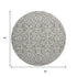 8' Taupe And Ivory Damask Washable Round Rug With UV Protection