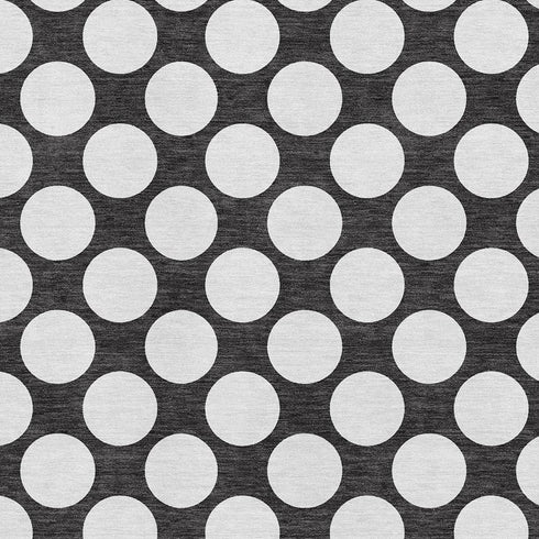 5' X 8' Black And White Polka Dot Washable Area Rug With UV Protection