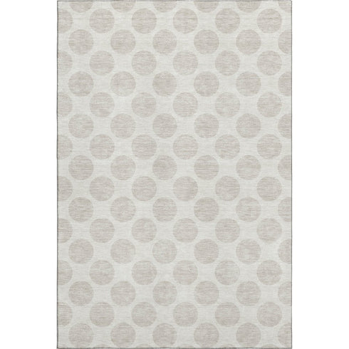 8' X 10' Ivory And Beige Polka Dot Washable Area Rug With UV Protection