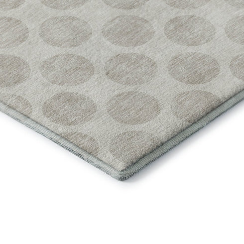 8' X 10' Ivory And Beige Polka Dot Washable Area Rug With UV Protection