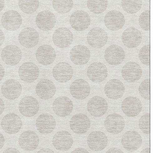 8' X 10' Ivory And Beige Polka Dot Washable Area Rug With UV Protection