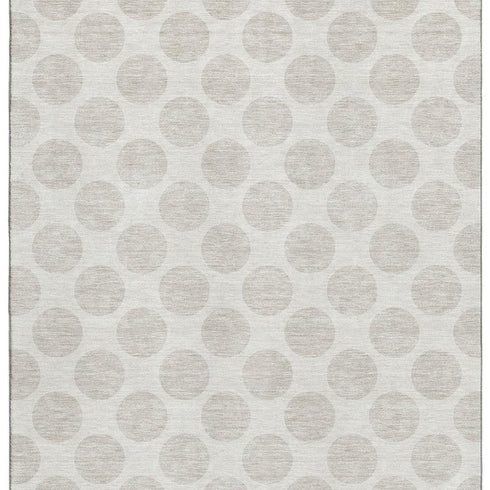 8' X 10' Ivory And Beige Polka Dot Washable Area Rug With UV Protection