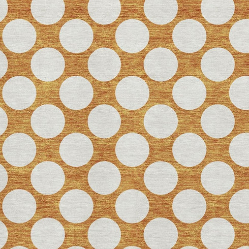 8' X 10' Orange And Ivory Polka Dot Washable Area Rug With UV Protection