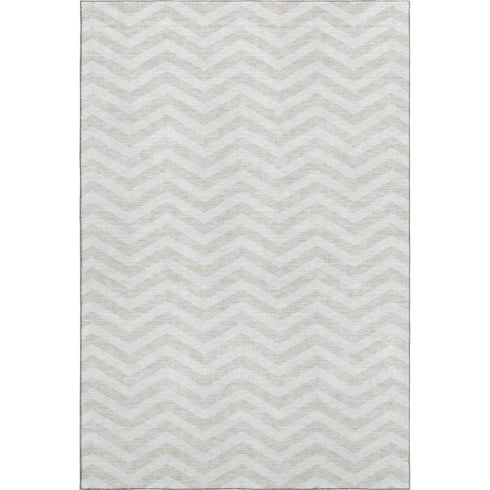 5' X 8' Ivory And Beige Chevron Washable Area Rug With UV Protection