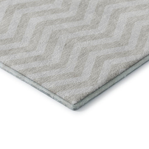 5' X 8' Ivory And Beige Chevron Washable Area Rug With UV Protection
