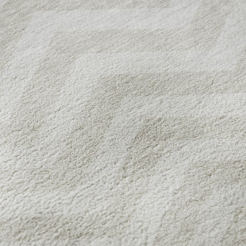 5' X 8' Ivory And Beige Chevron Washable Area Rug With UV Protection