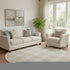 8' Beige And Ivory Plaid Washable Round Rug With UV Protection