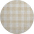 8' Beige And Ivory Plaid Washable Round Rug With UV Protection