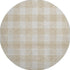 8' Beige And Ivory Plaid Washable Round Rug With UV Protection