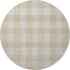 8' Beige And Ivory Plaid Washable Round Rug With UV Protection