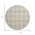 8' Beige And Ivory Plaid Washable Round Rug With UV Protection