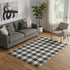 5' X 8' Black And Ivory Plaid Washable Area Rug With UV Protection