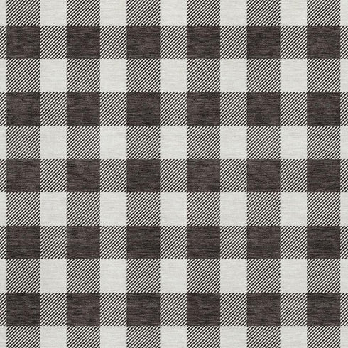 5' X 8' Black And Ivory Plaid Washable Area Rug With UV Protection