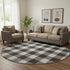 8' Black And Ivory Plaid Washable Round Rug With UV Protection