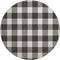 8' Black And Ivory Plaid Washable Round Rug With UV Protection
