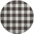 8' Black And Ivory Plaid Washable Round Rug With UV Protection