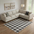 8' X 10' Black And Ivory Plaid Washable Area Rug With UV Protection