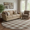 8' Brown And Beige Plaid Washable Round Rug With UV Protection