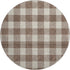 8' Brown And Beige Plaid Washable Round Rug With UV Protection