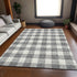 9' X 12' Gray And Ivory Plaid Washable Area Rug With UV Protection