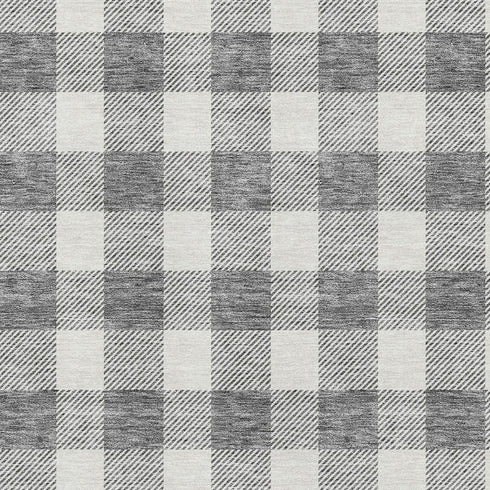9' X 12' Gray And Ivory Plaid Washable Area Rug With UV Protection