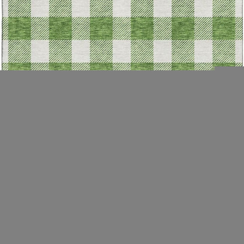 5' X 8' Green And Ivory Plaid Washable Area Rug With UV Protection