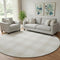 8' Ivory And Beige Plaid Washable Round Rug With UV Protection