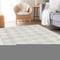 8' X 10' Ivory And Beige Plaid Washable Area Rug With UV Protection