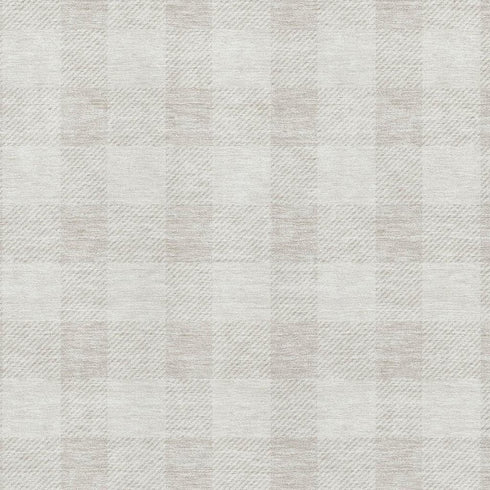 8' X 10' Ivory And Beige Plaid Washable Area Rug With UV Protection