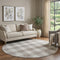 8' Taupe And Ivory Plaid Washable Round Rug With UV Protection